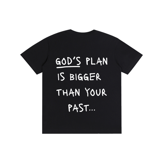 'God's plan is bigger than your past' Unisex tee (Black)