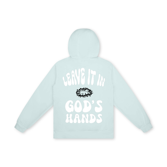 'Leave it in GOD"S HANDS' Light Blue Unisex Hoodie