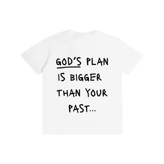 'God's plan is bigger than your past' Unisex tee (White)